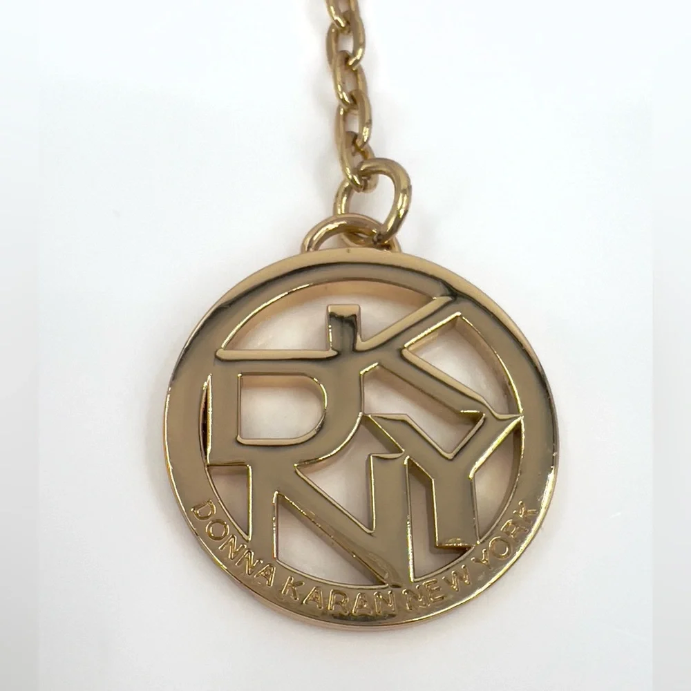 DKNY Donna Karan Gold Plated Logo Keychain Tag